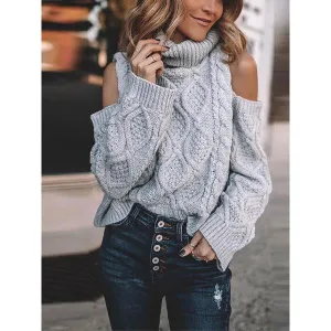 Off Shoulder Long Sleeve Beautiful Knitted Sweater