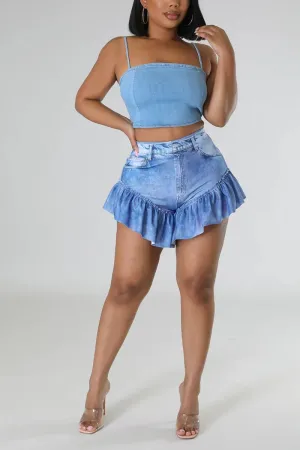 PB039 Ruffle Trim Shorts