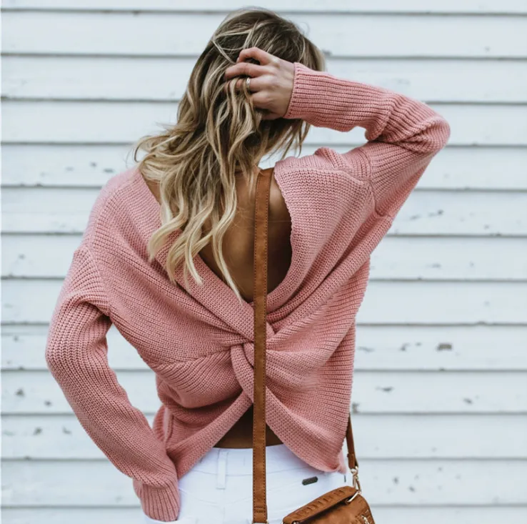 Plain Knitted Sweater Plus