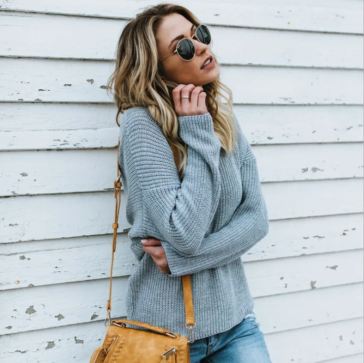 Plain Knitted Sweater Plus