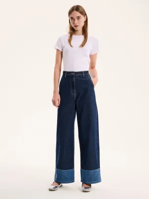Portland Contrast Raw Denim Jean in Dark Wash