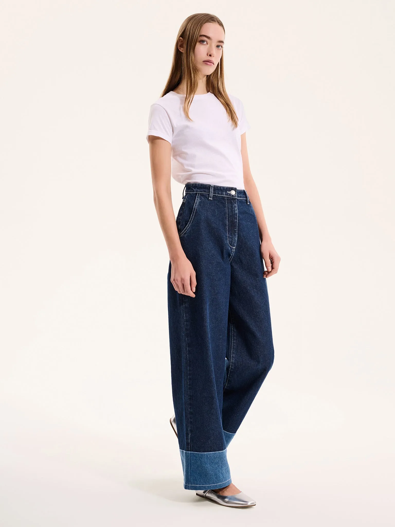 Portland Contrast Raw Denim Jean in Dark Wash