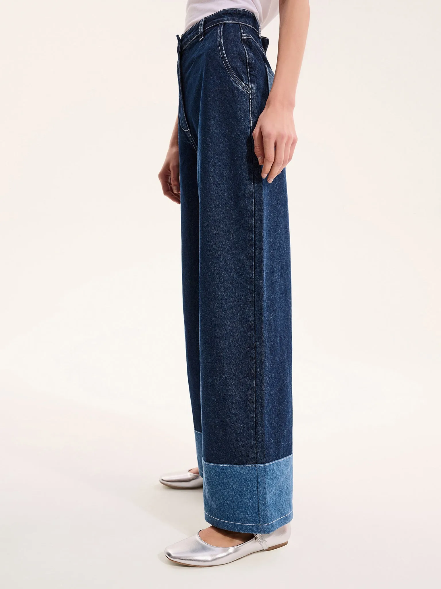 Portland Contrast Raw Denim Jean in Dark Wash