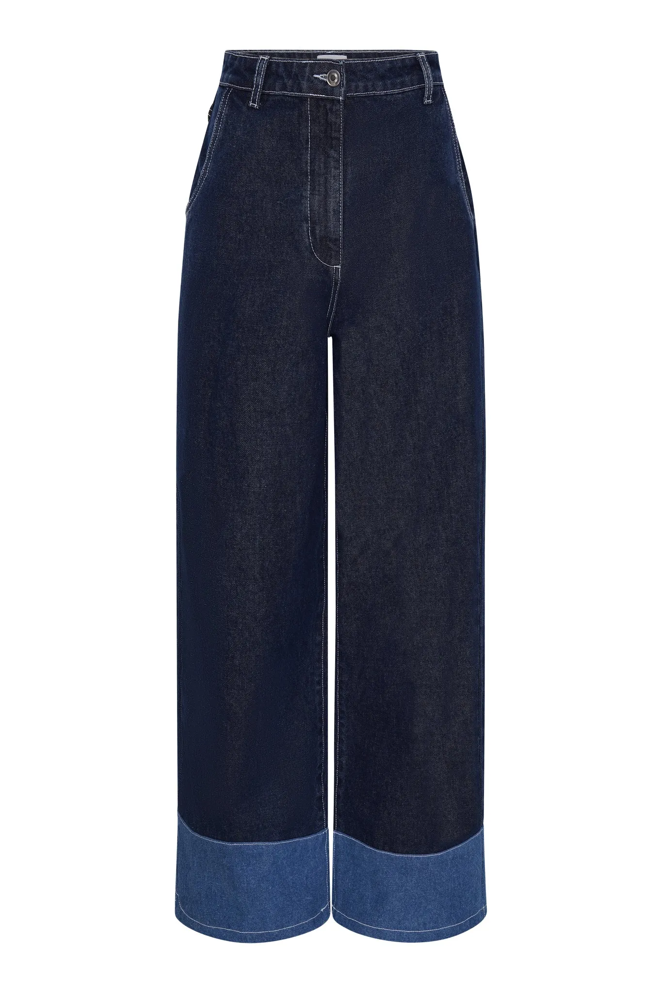Portland Contrast Raw Denim Jean in Dark Wash
