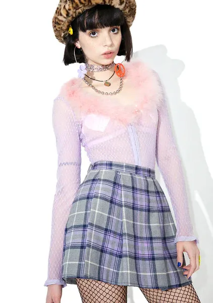 purple pleated skirt