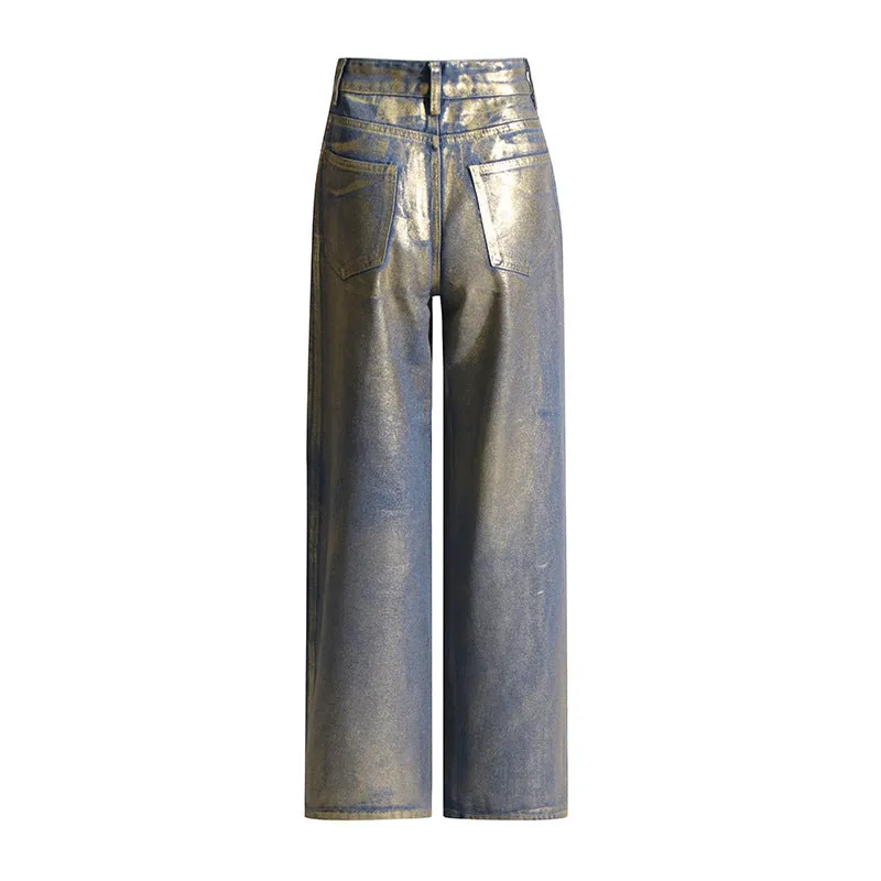Retro High-Waisted Wide-Leg Denim Jeans for Women - Cozy Street Style