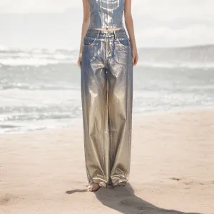 Retro High-Waisted Wide-Leg Denim Jeans for Women - Cozy Street Style