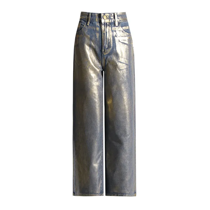 Retro High-Waisted Wide-Leg Denim Jeans for Women - Cozy Street Style