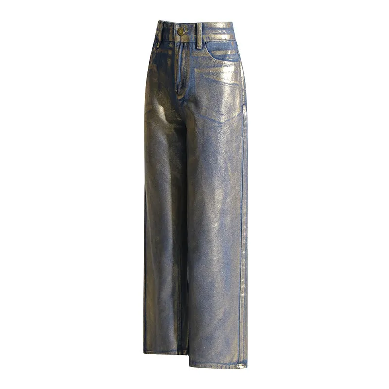 Retro High-Waisted Wide-Leg Denim Jeans for Women - Cozy Street Style