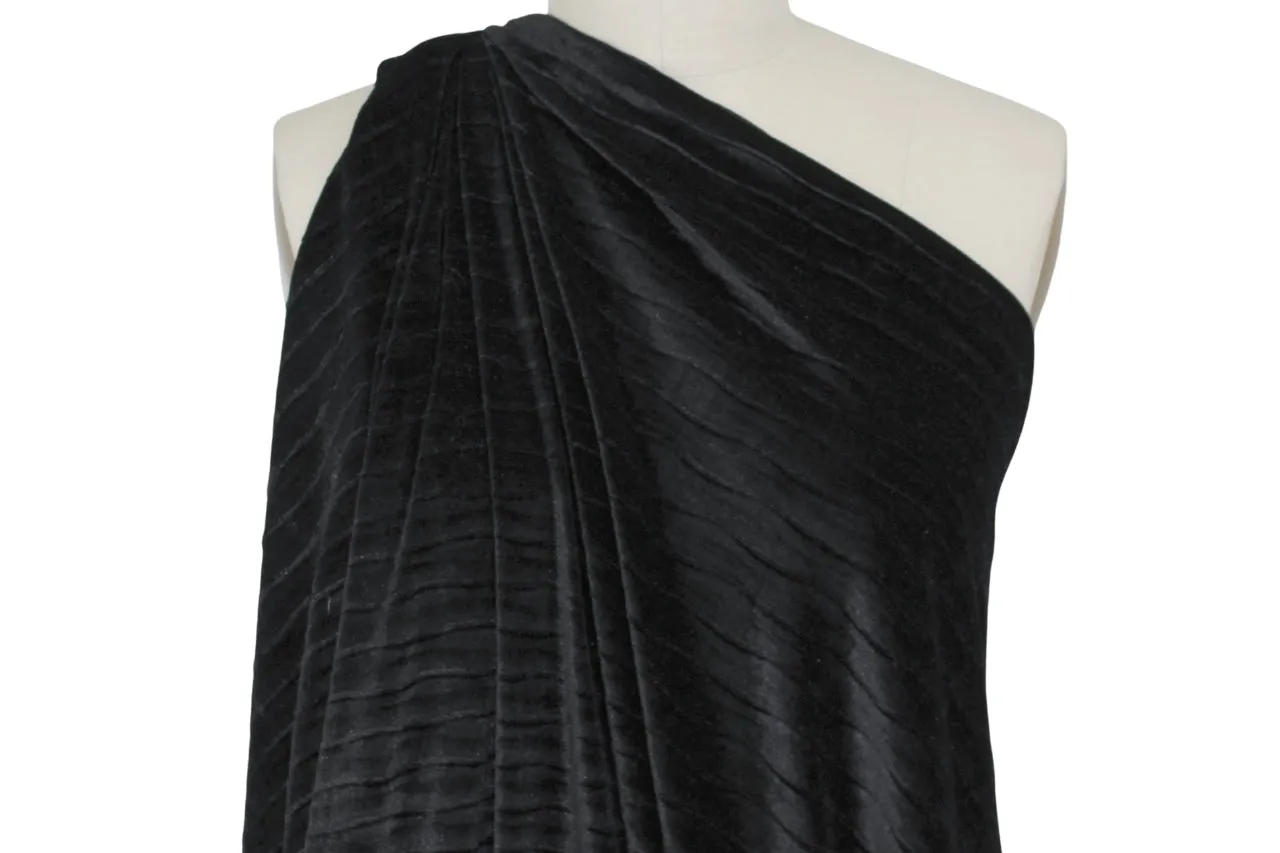Rolling Waves Stretch Velvet - Black