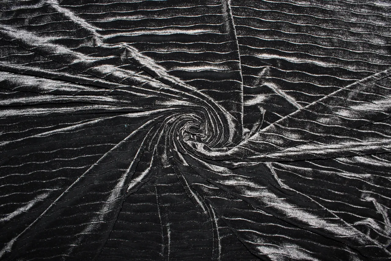 Rolling Waves Stretch Velvet - Black