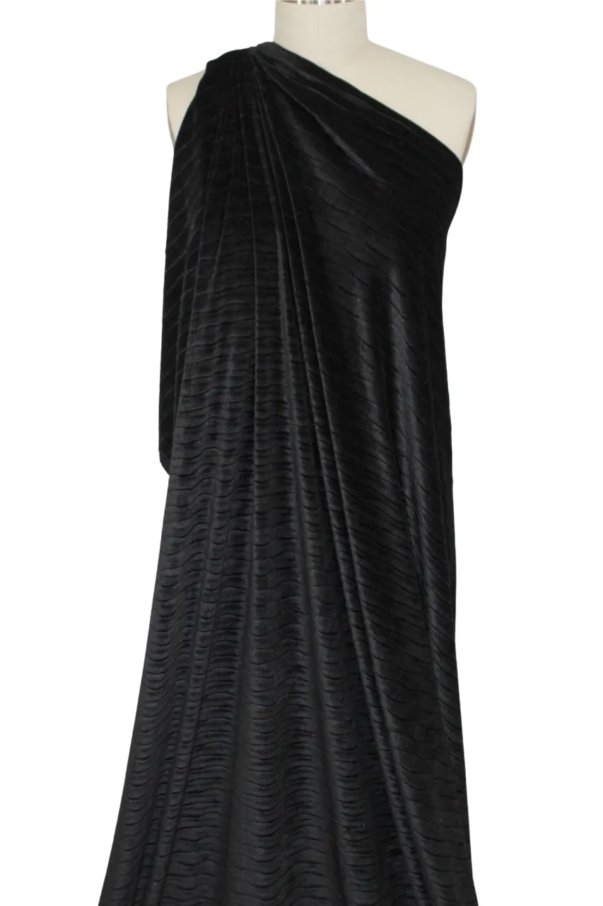 Rolling Waves Stretch Velvet - Black