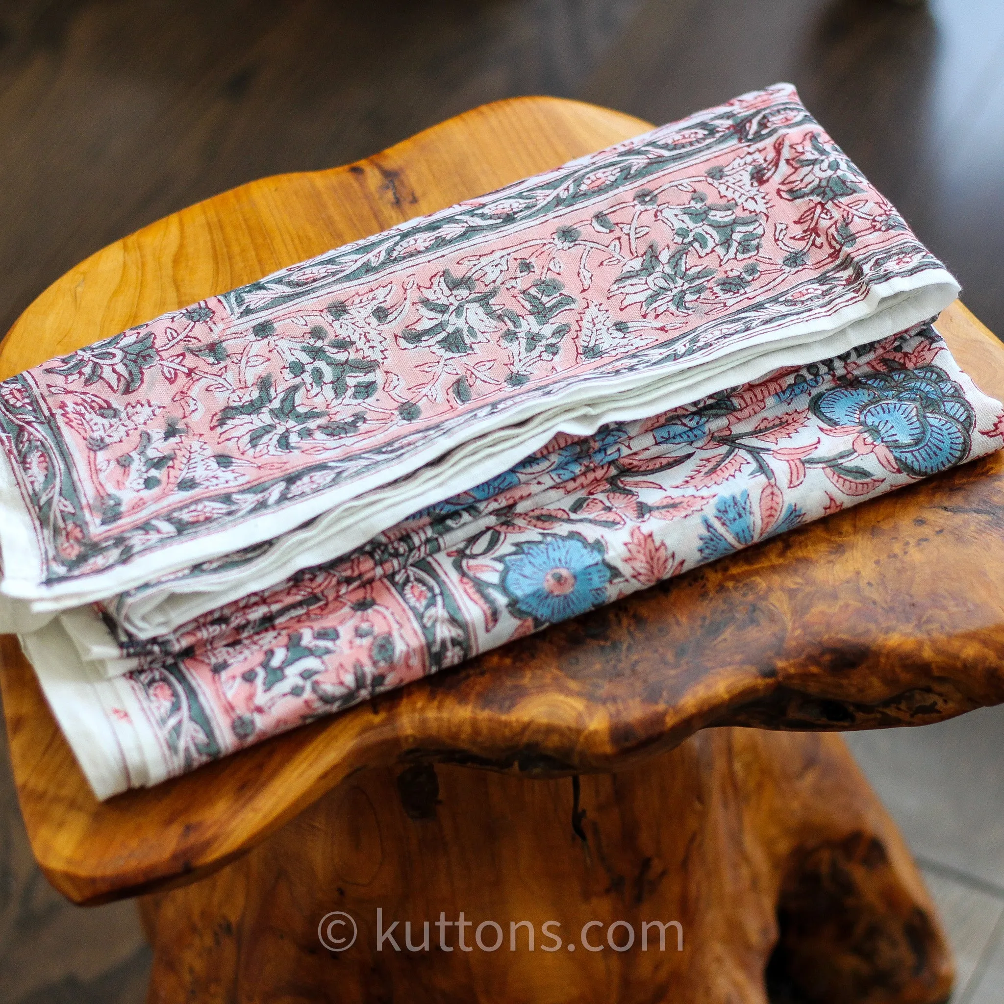 Sanganeri Hand-Block Printed Cotton Bandana - Soft, Lightweight, Airy | Pink, 42x40"