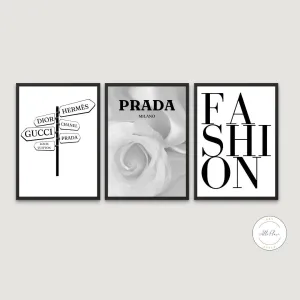 Set Of 3 Black And White Luxury Fashion Posters INSTANT DOWNLOAD Art Prints, Fashion Wall Art, Glam Décor, Luxury Designer Wall Art