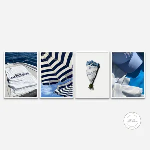 Set Of 4 Navy Blue Luxury Coastal Wall Art INSTANT DOWNLOAD Art Prints, Coastal Decor, High Fashion Wall Art, Luxury Designer Prints, Navy Blue Wall Art