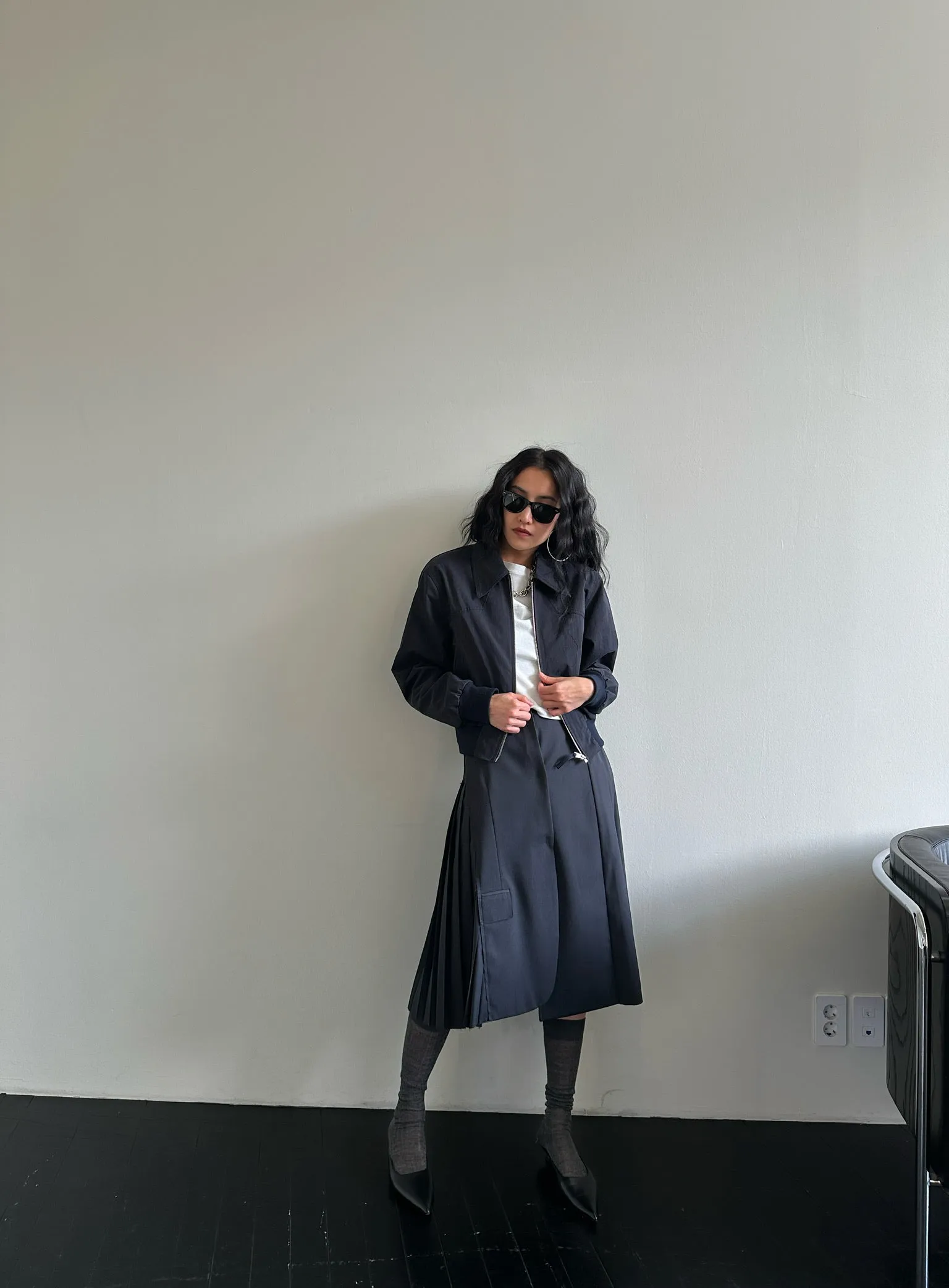 Side pleated skirt