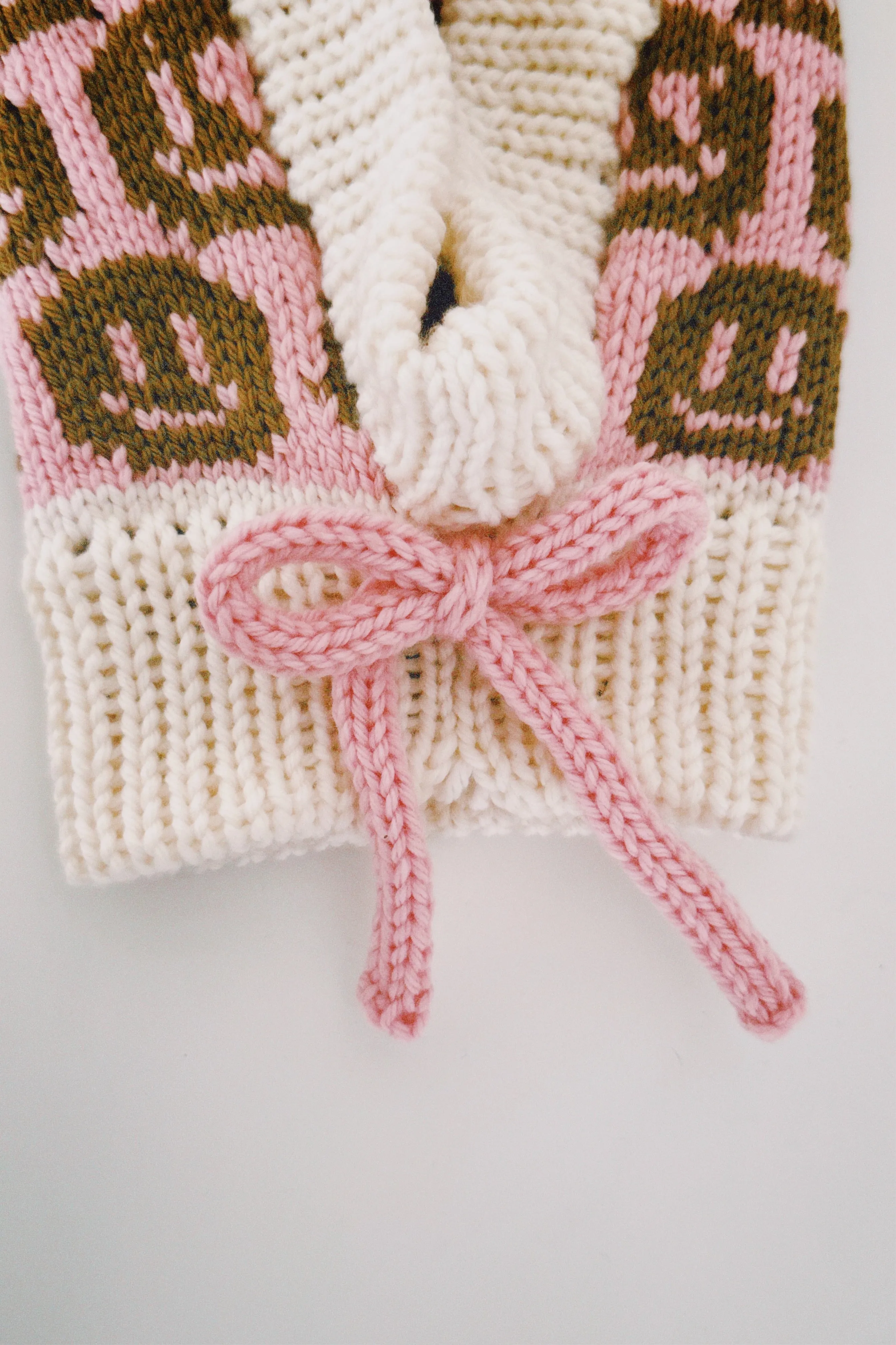 Smiley Aran Salmon, Ivory and Brown Balaclava