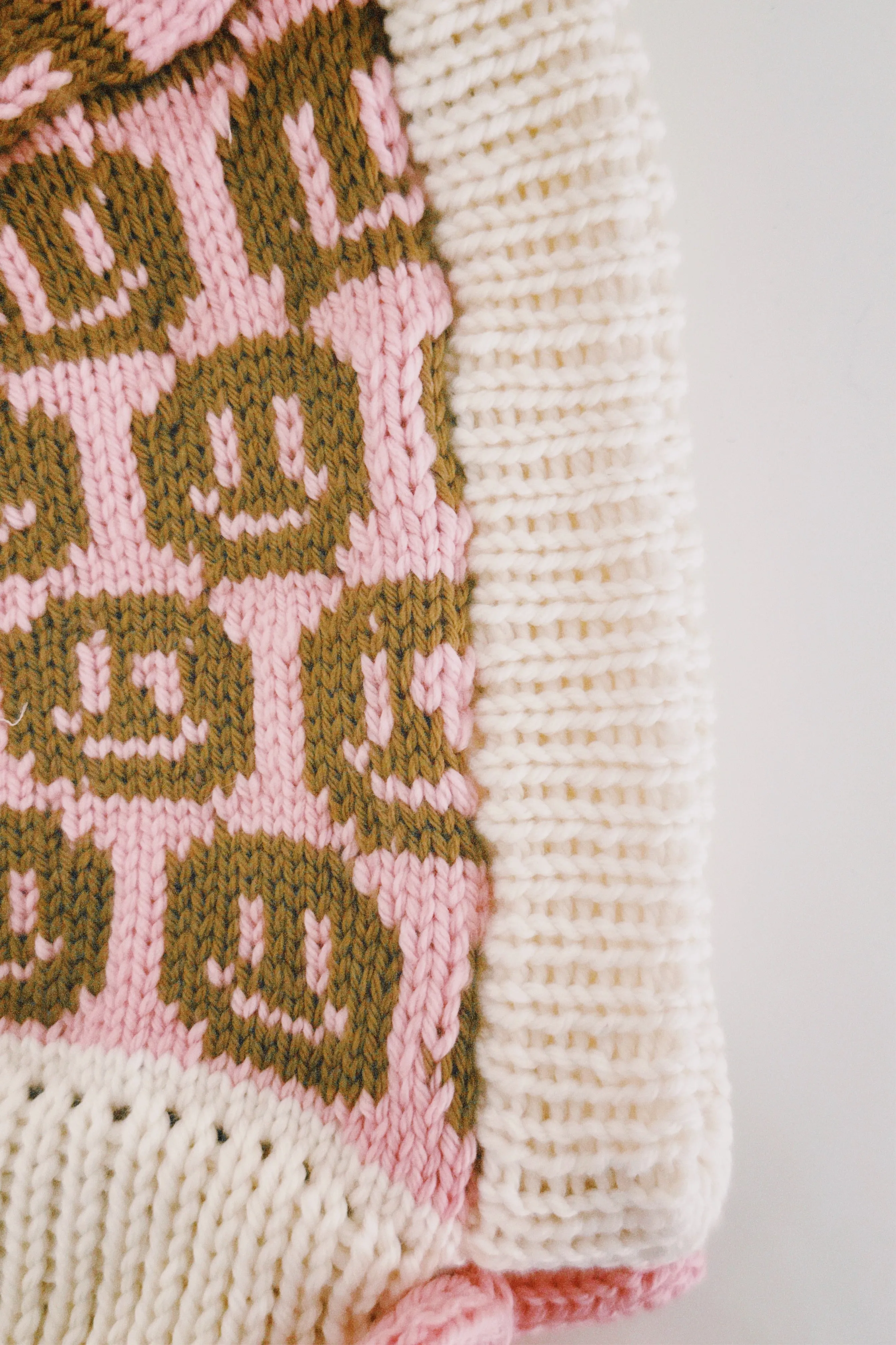Smiley Aran Salmon, Ivory and Brown Balaclava