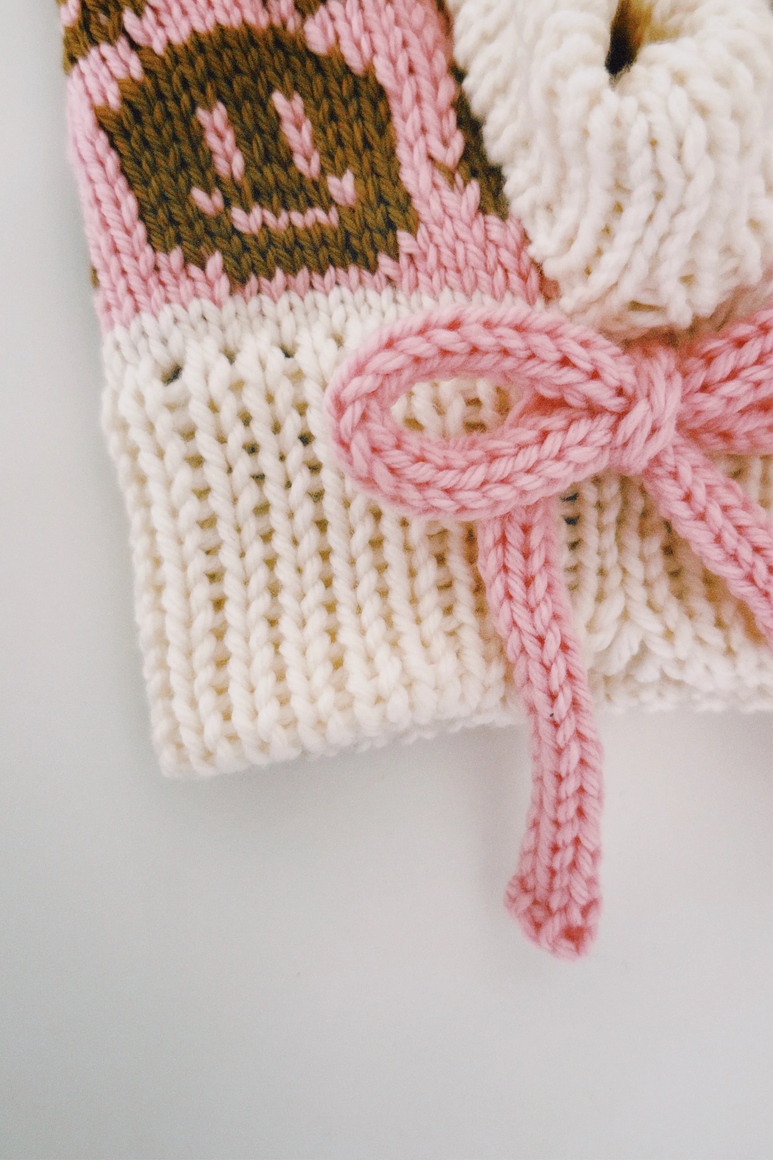Smiley Aran Salmon, Ivory and Brown Balaclava