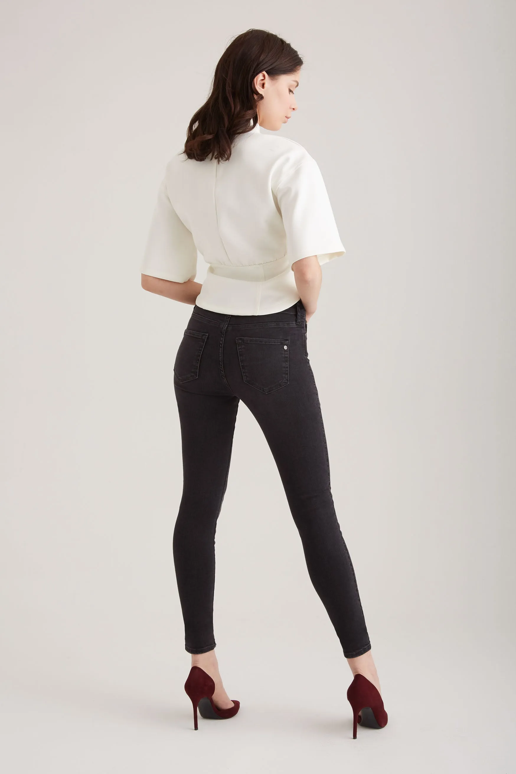Sophia - High Waist Super Skinny - Black Vintage