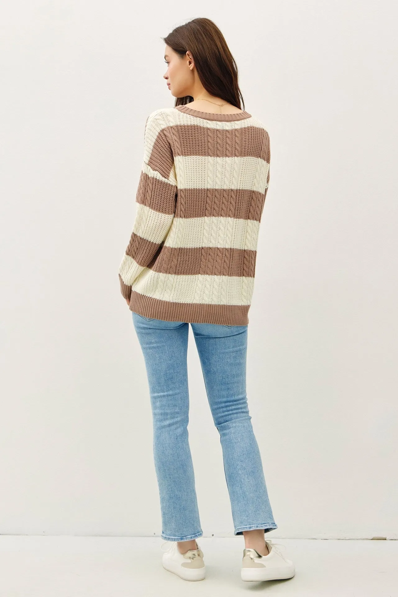 Striped Cable Knit Sweater