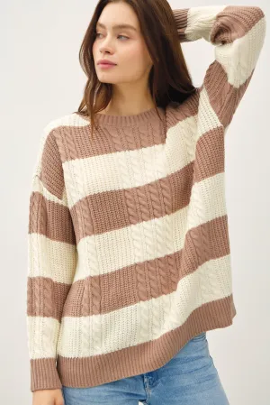 Striped Cable Knit Sweater