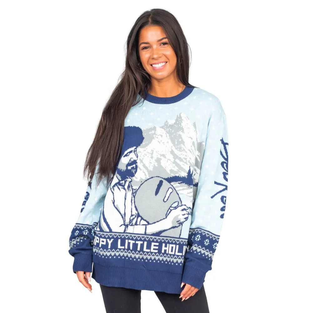 Ugly Christmas Sweater - Bob Ross Design for Holiday Parties
