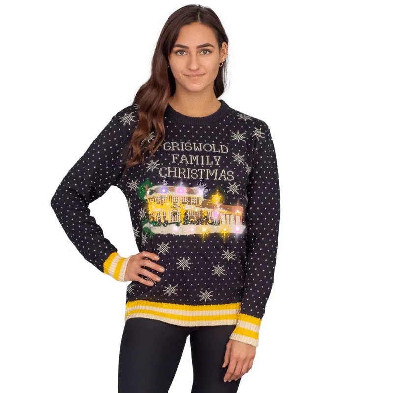 Ugly Christmas Sweater - Griswold Family Design with LED Lights for Holiday Fun