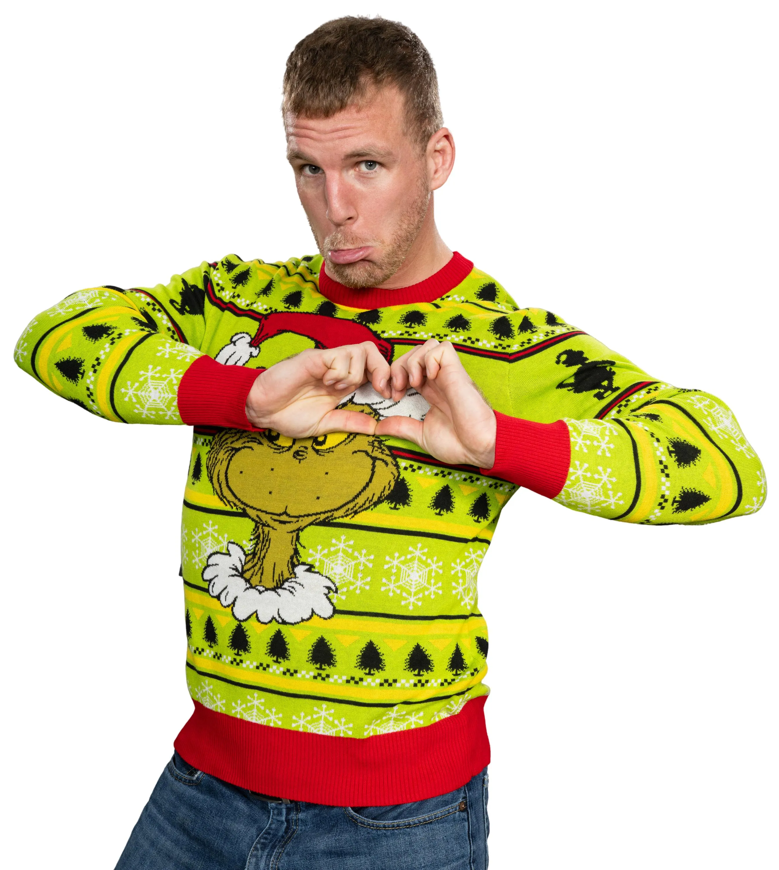 Ugly Christmas Sweater JulesRoche Grinch Design Pullover