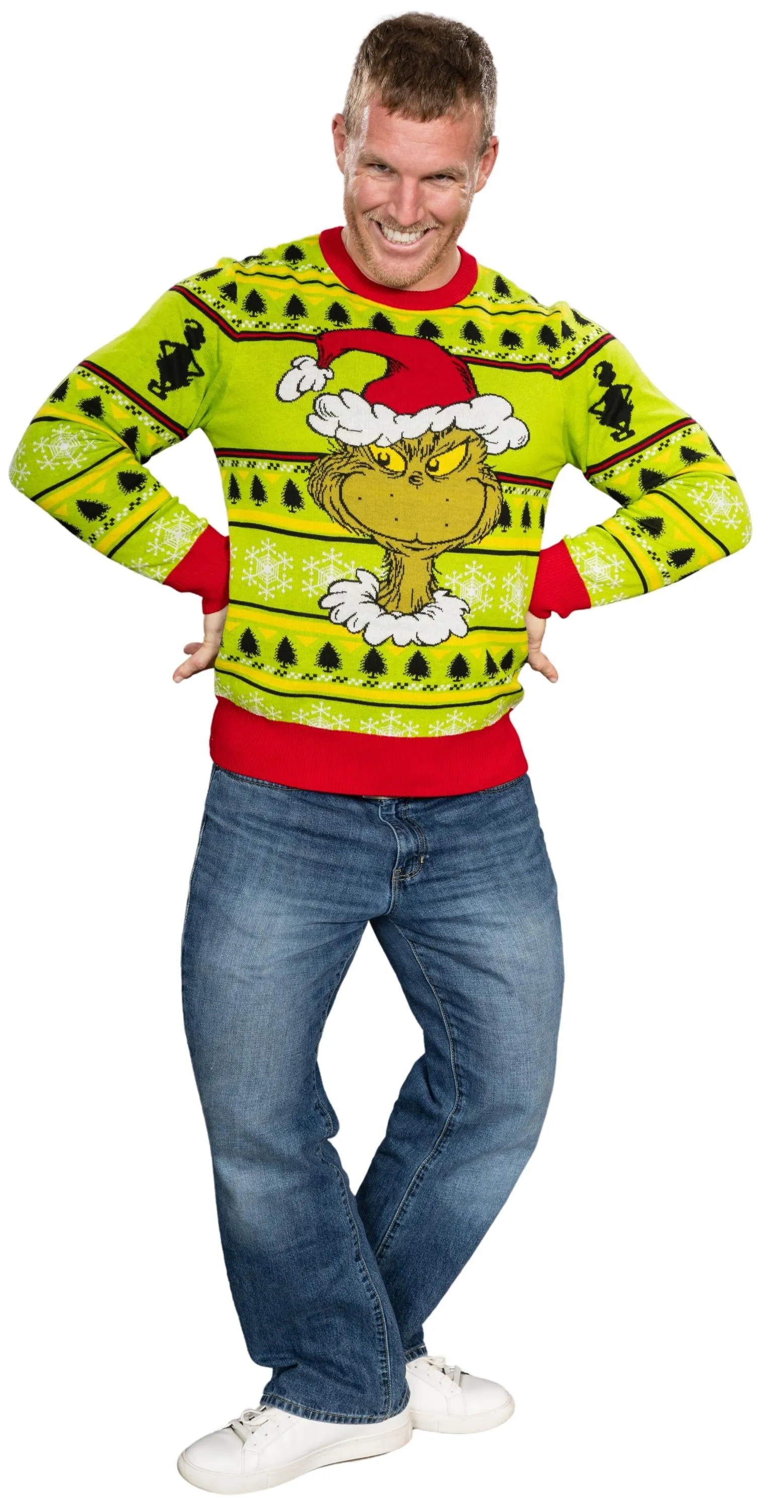 Ugly Christmas Sweater JulesRoche Grinch Design Pullover