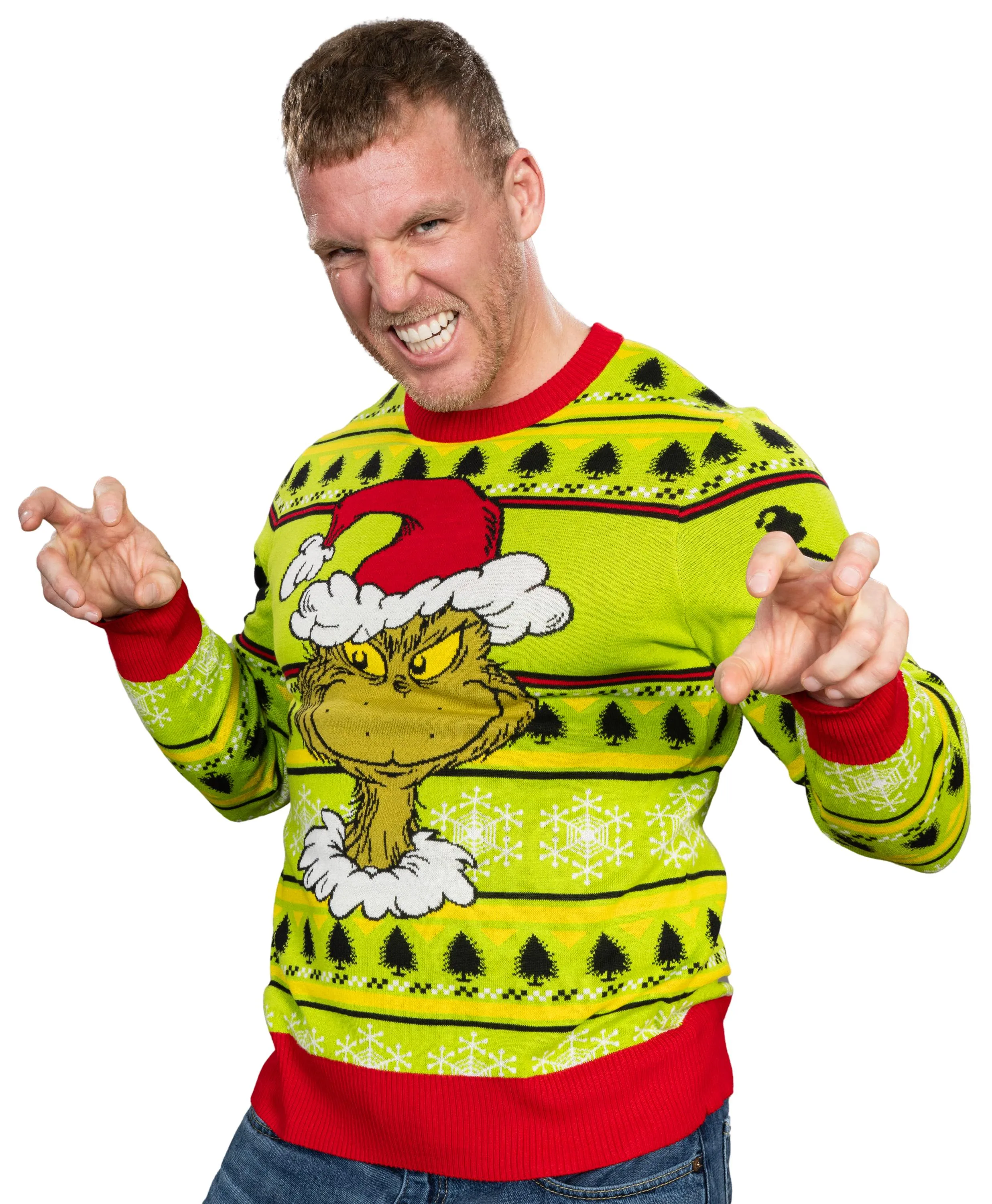 Ugly Christmas Sweater JulesRoche Grinch Design Pullover