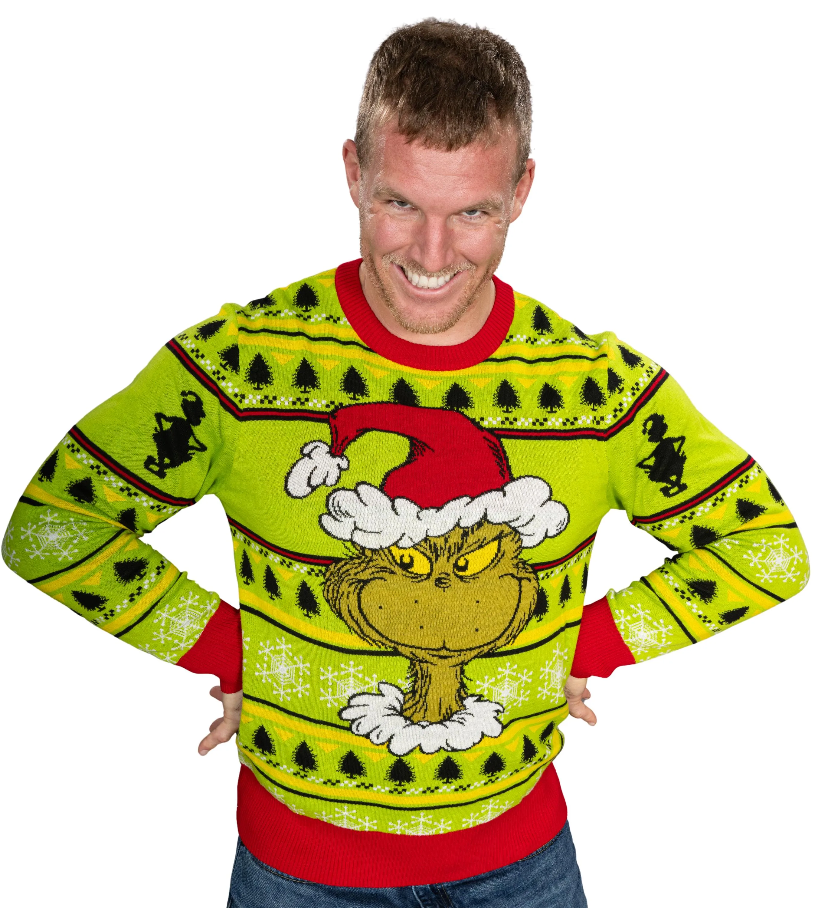 Ugly Christmas Sweater JulesRoche Grinch Design Pullover