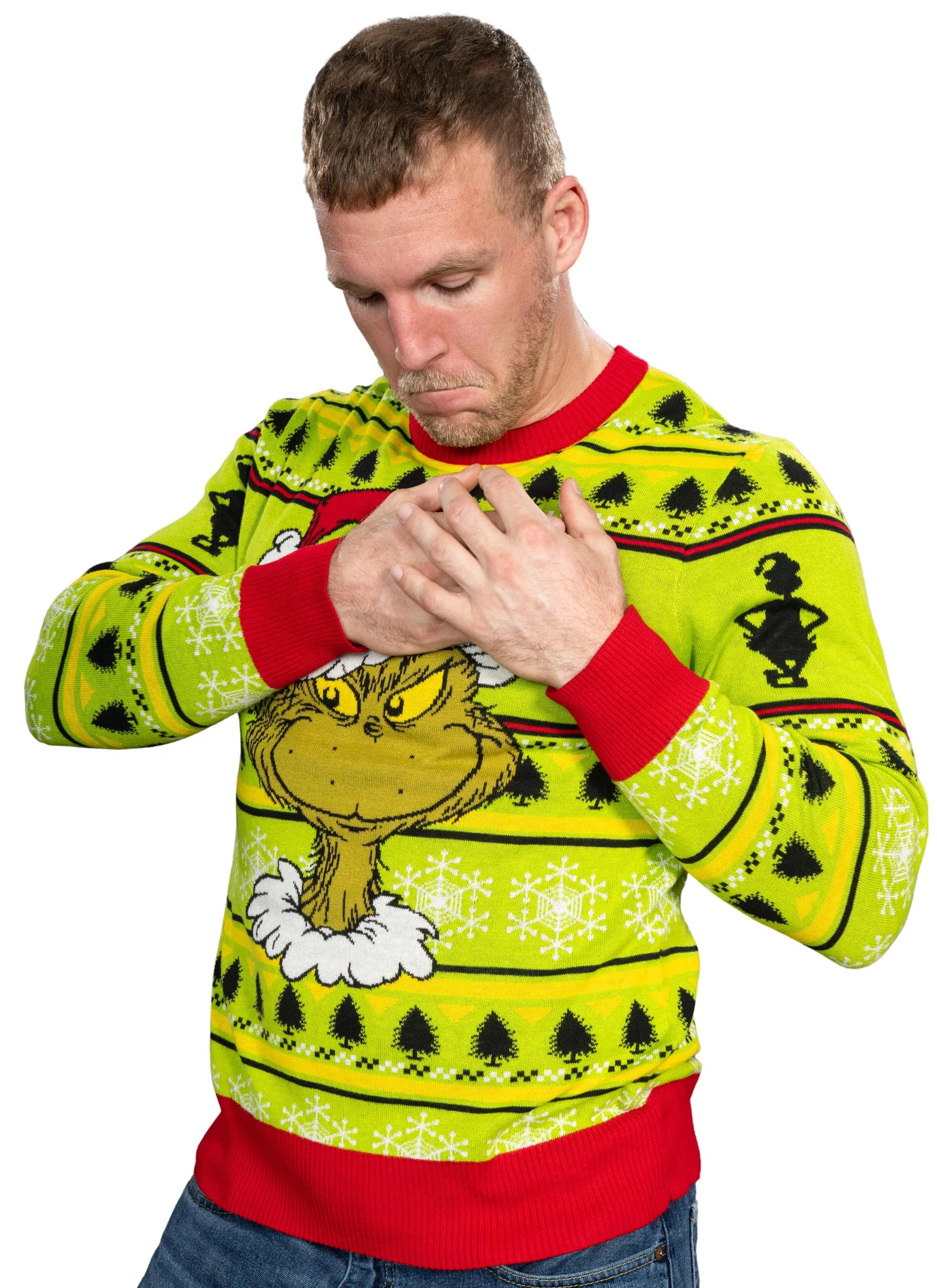 Ugly Christmas Sweater JulesRoche Grinch Design Pullover