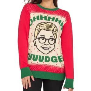 Ugly Christmas Sweater JulesRoche Knitted Ralphie OHHH FUDDGE Pullover