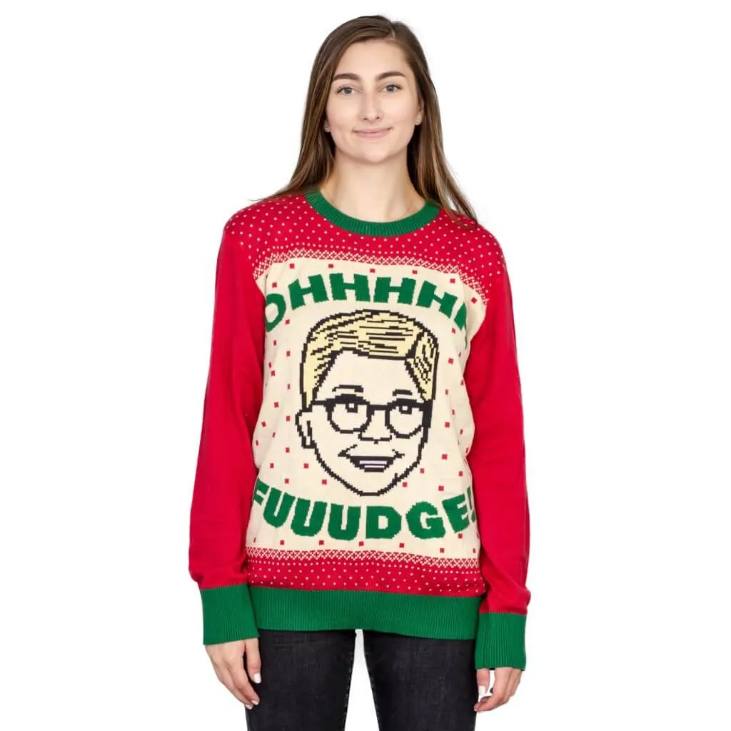 Ugly Christmas Sweater JulesRoche Knitted Ralphie OHHH FUDDGE Pullover
