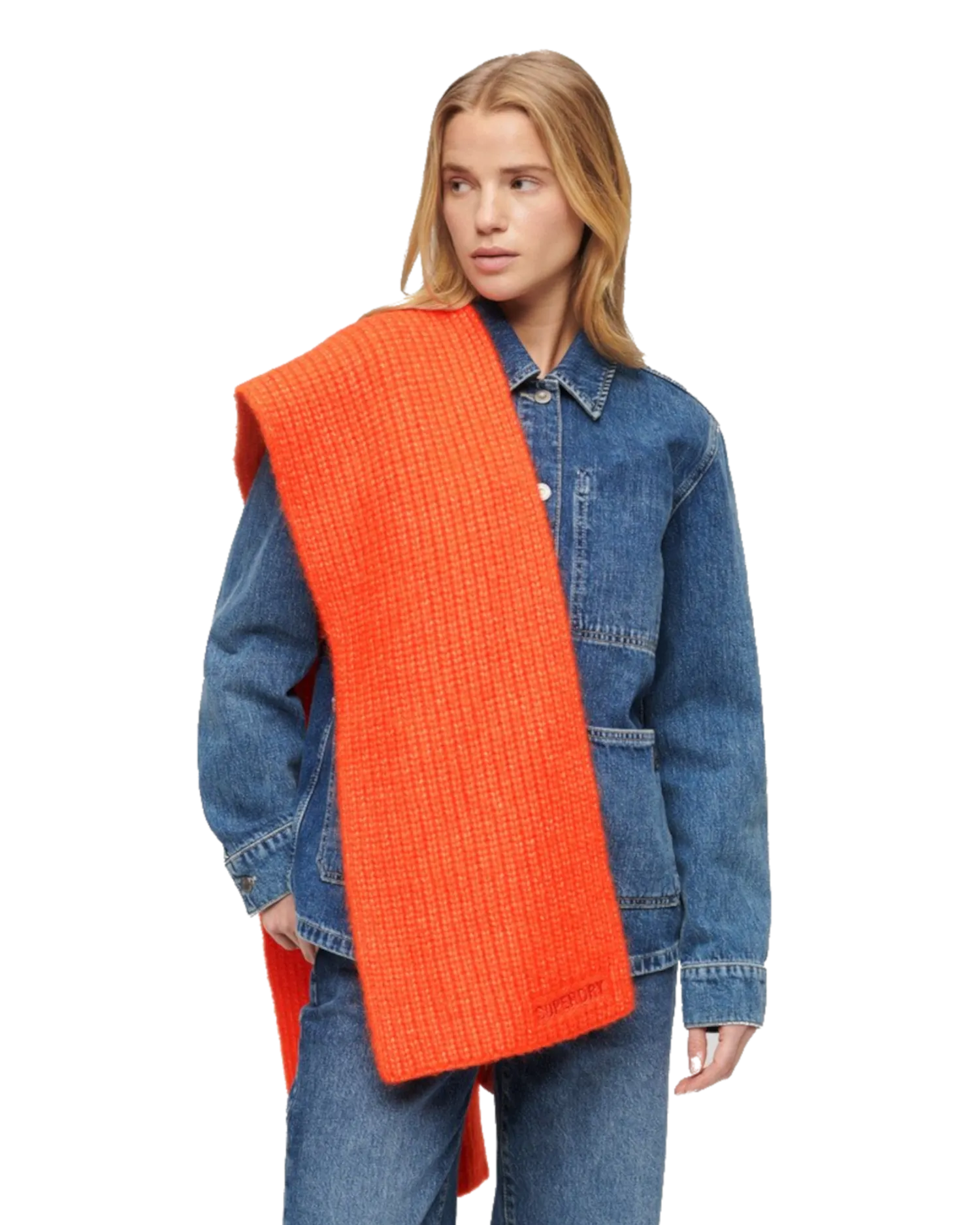 Vintage Ribbed Scarf in Flame Orange