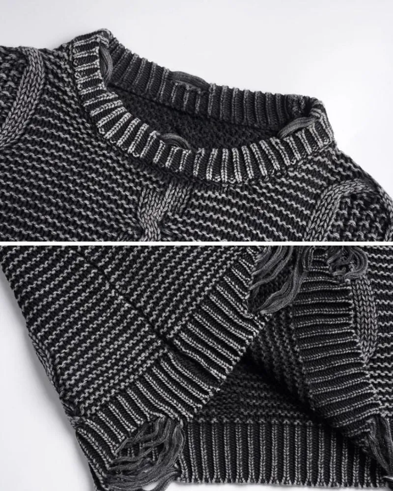 Vintage Twisted Flower Knit Washed Sweater