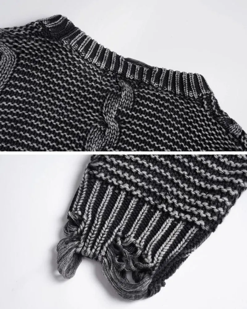 Vintage Twisted Flower Knit Washed Sweater