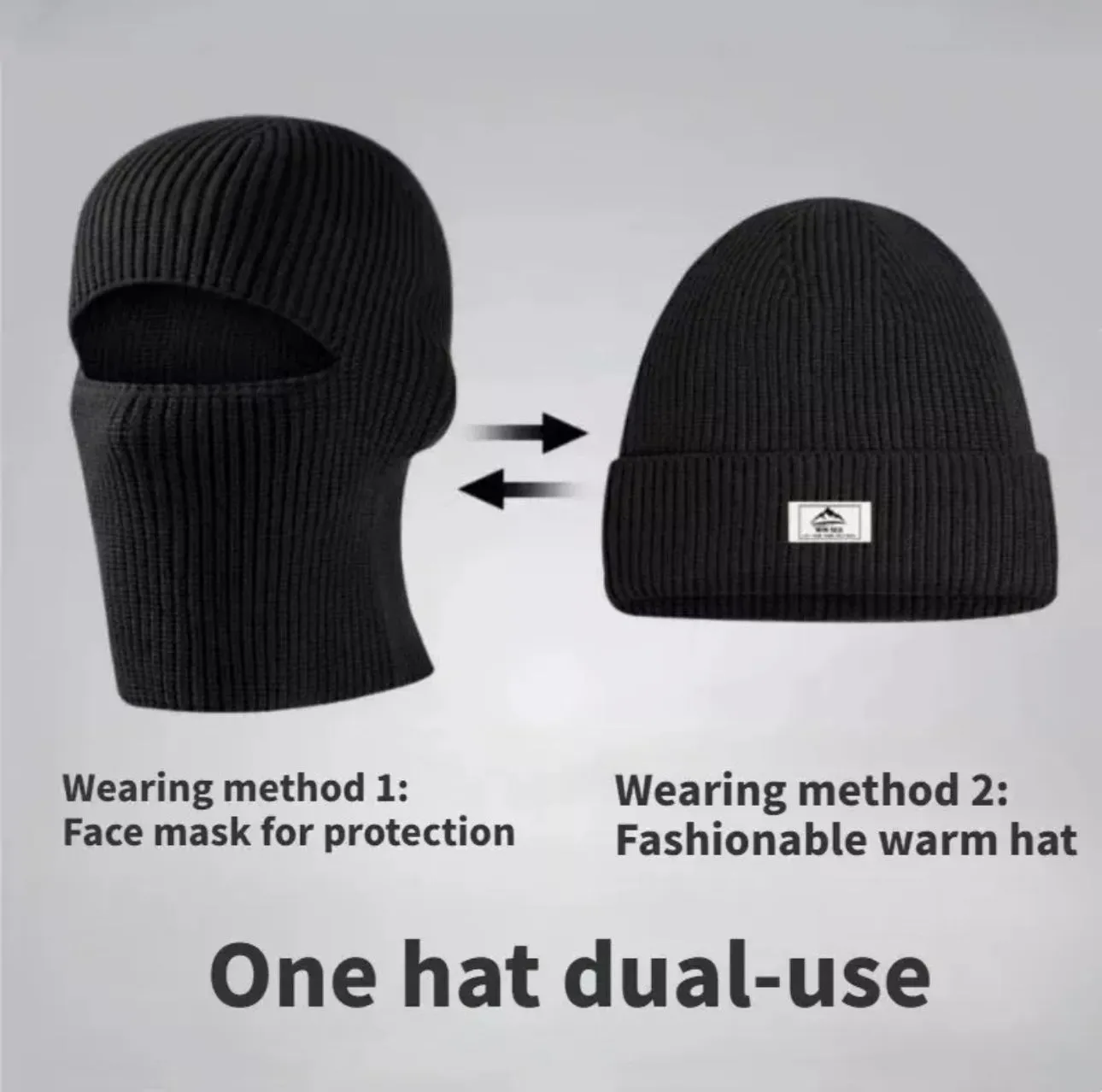 Wholesale 2 in 1 Unisex Beanie Hat Balaclava Mask Ski Windproof Winter Accessory