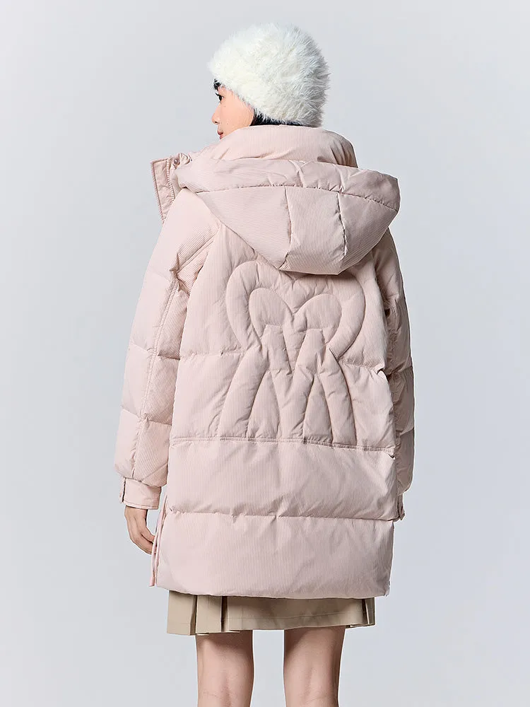 Women's medium length thick down jacket