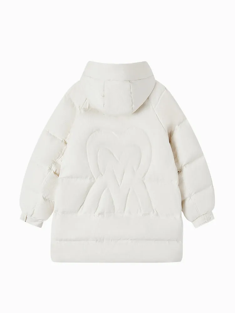 Women's medium length thick down jacket