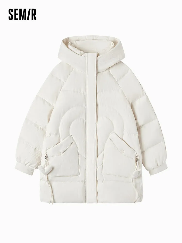 Women's medium length thick down jacket