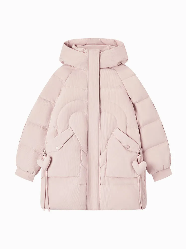 Women's medium length thick down jacket