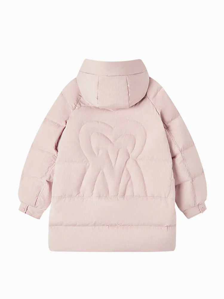 Women's medium length thick down jacket