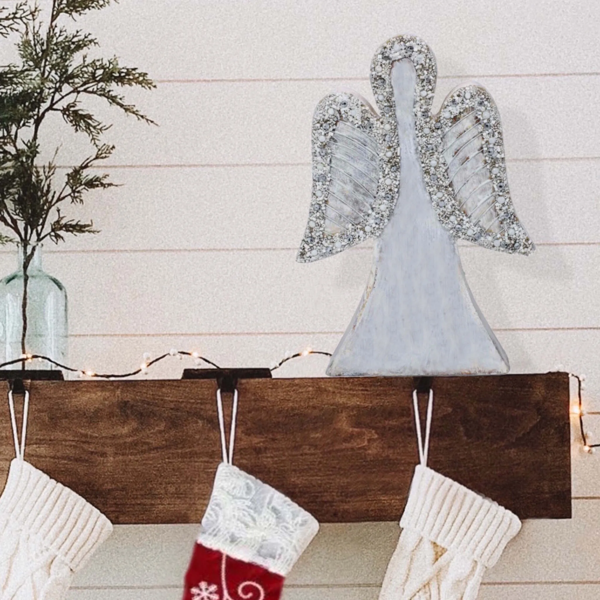 Wood Angel, Christmas | Winter Decor in White
