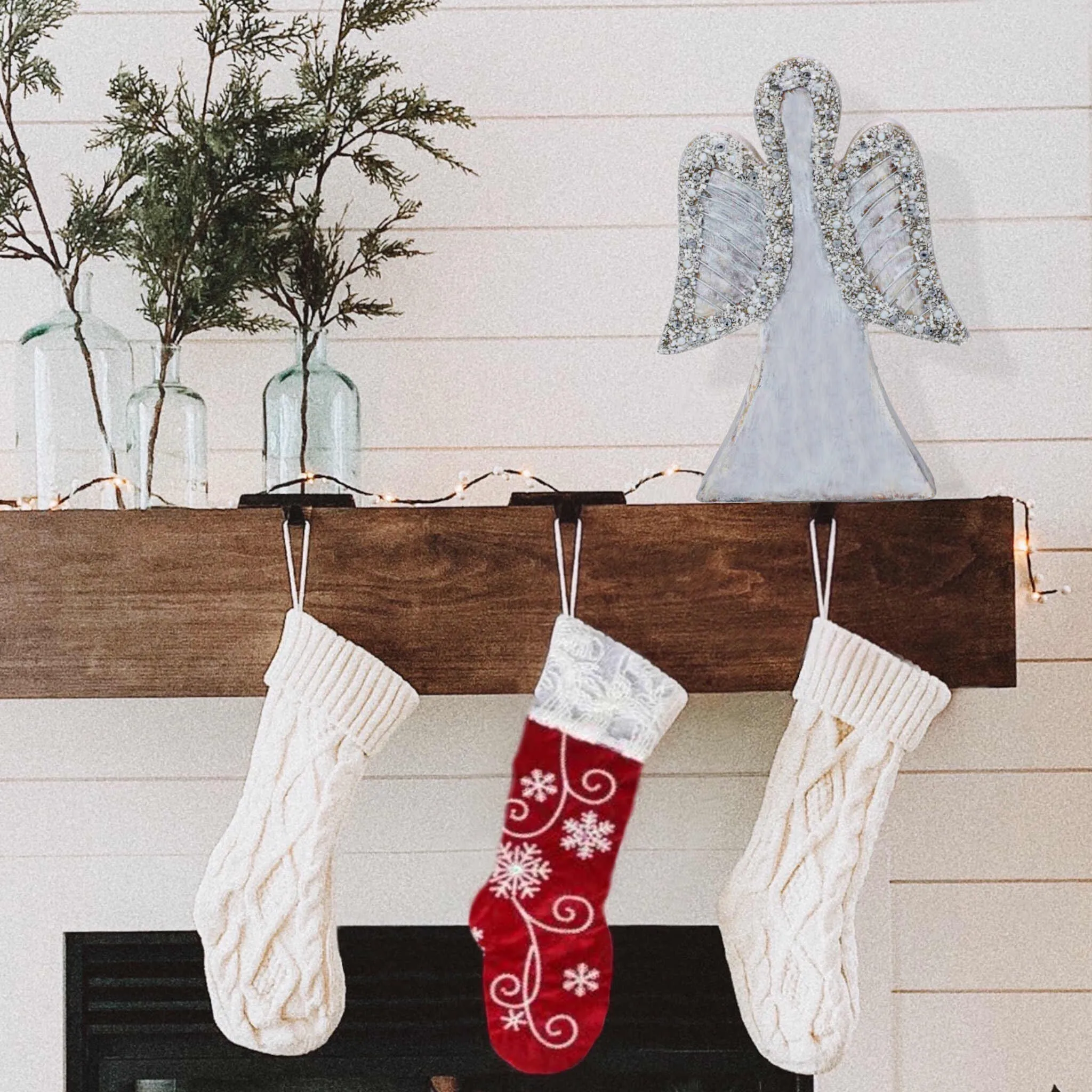 Wood Angel, Christmas | Winter Decor in White