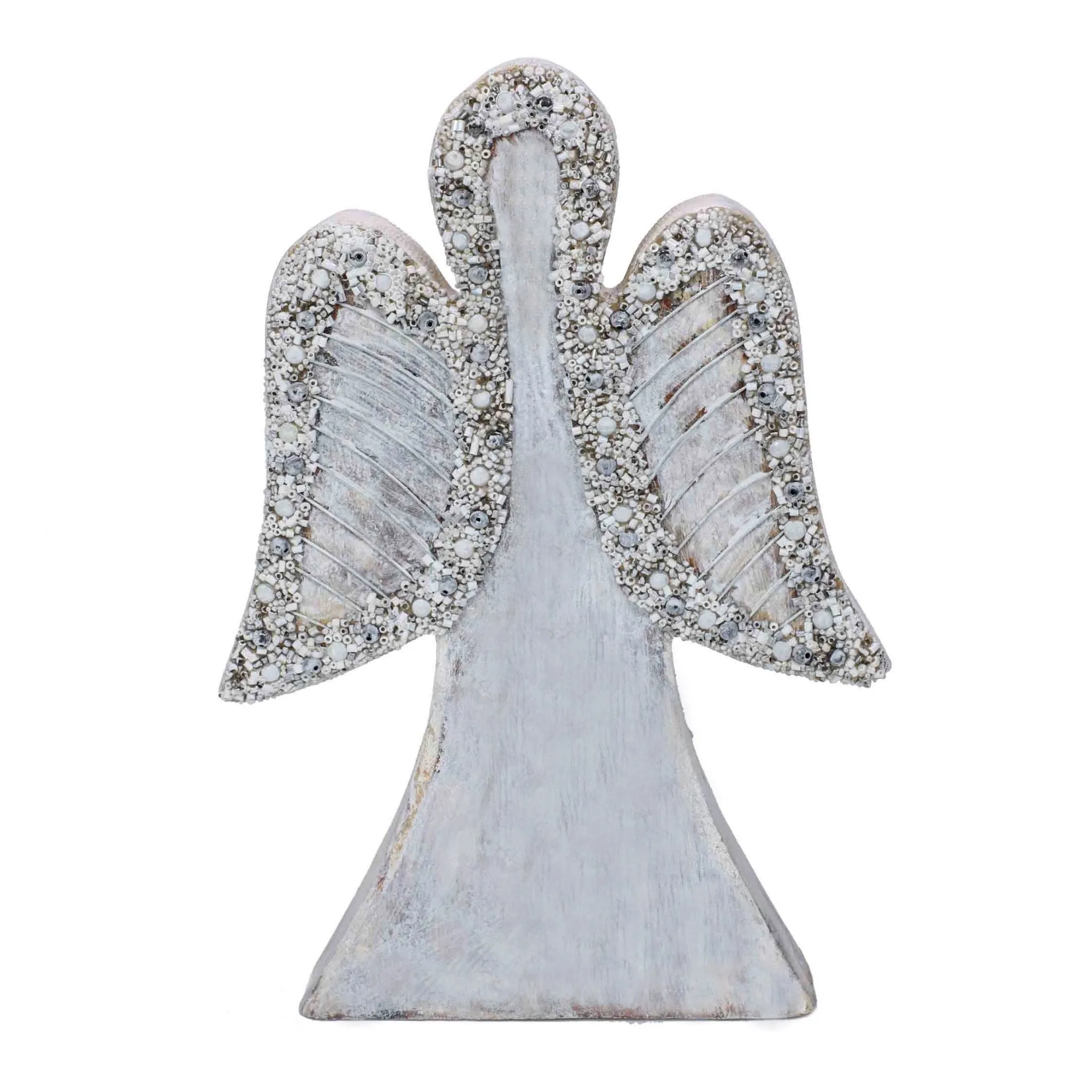 Wood Angel, Christmas | Winter Decor in White