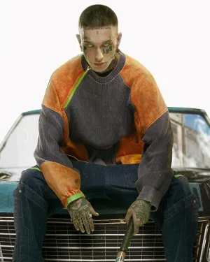 XIPHEVIL Cyberpunk Outfits Denim Patchwork Unisex Sweater